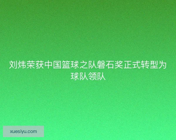 刘炜荣获中国篮球之队磐石奖正式转型为球队领队 刘炜荣获中国篮球之队磐石奖正式转型为球队领队
