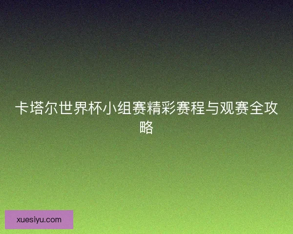 卡塔尔世界杯小组赛精彩赛程与观赛全攻略